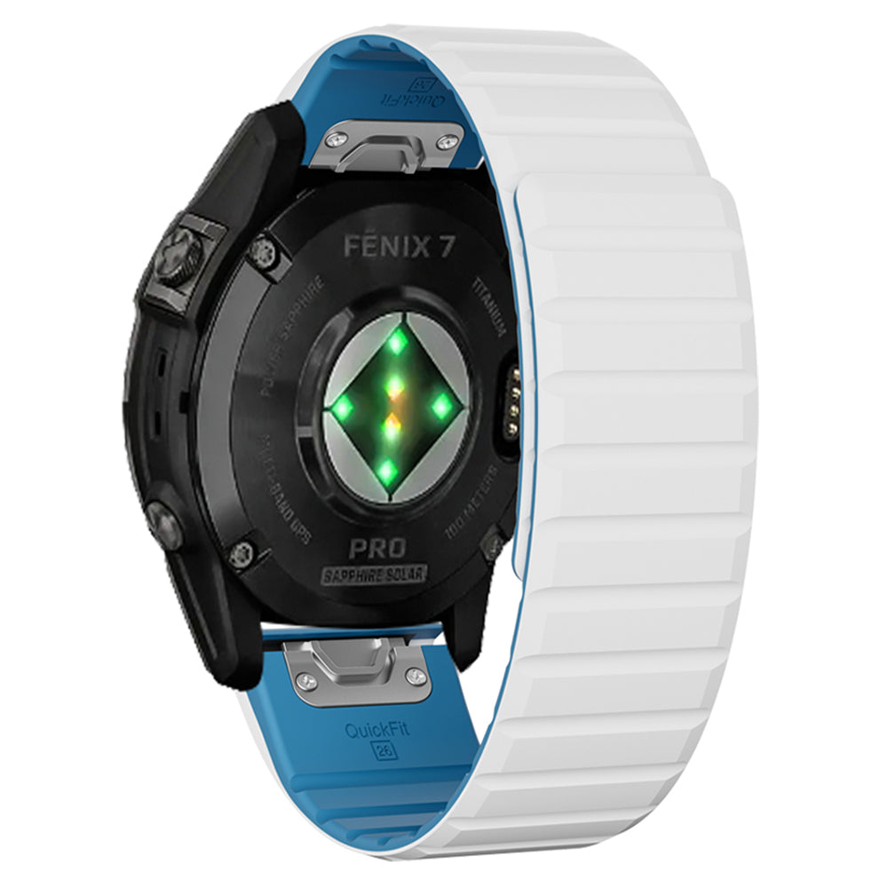 For Garmin Fenix 5 / 5X / 6X / 7X Replacement Strap 26mm Dual Color Silicone Smart Watchband - White / Blue For Garmin Fenix 5 / 5X / 6X / 7X Replacement Strap 26mm Dual Color Silicone Smart Watchband - White / Blue